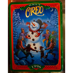 1996 Unopened Green Only Oreo Cookie Tin Manufacturers Wrap Incl contents #2